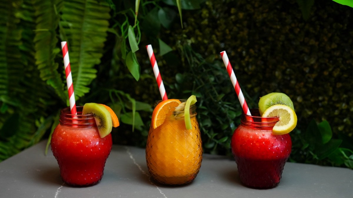 Fresh fruit smoothies at Canons Cafe, Canons Park